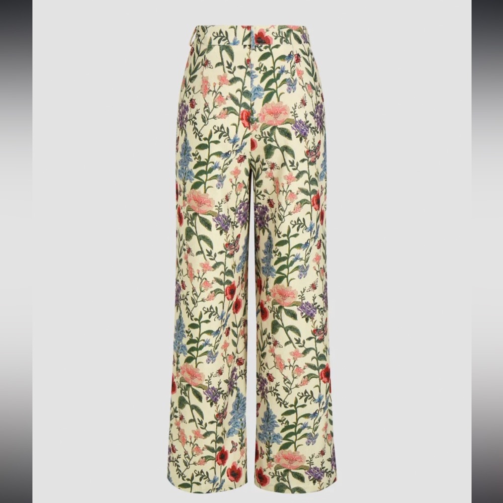 CIDER Cream Corduroy Wide Leg Pants w Spring Flowers, Butterflies & Ladybugs L - Picture 4 of 13